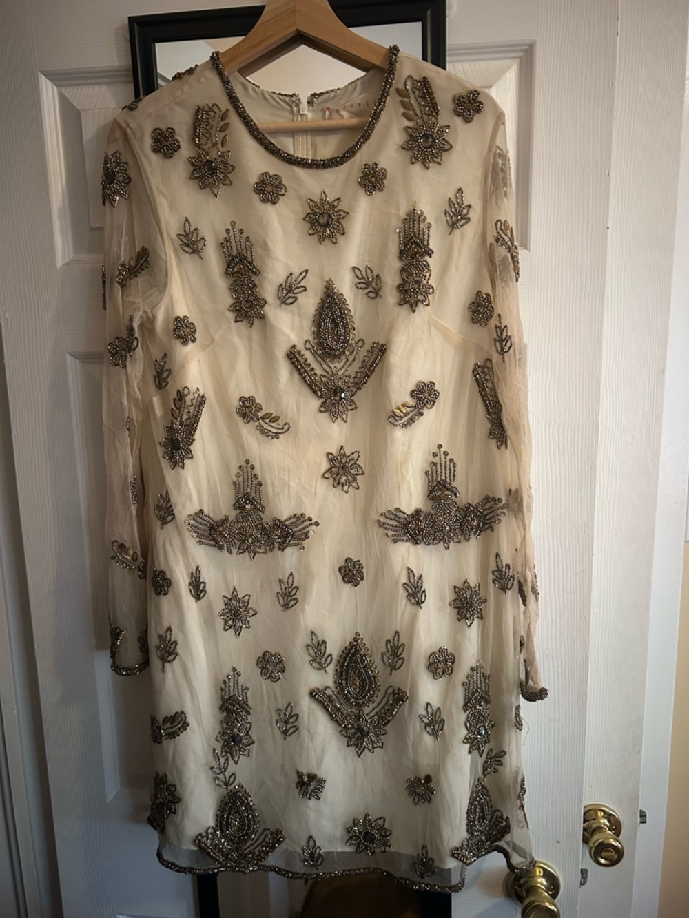 Korovilas Embroidered Beaded Shift Dress